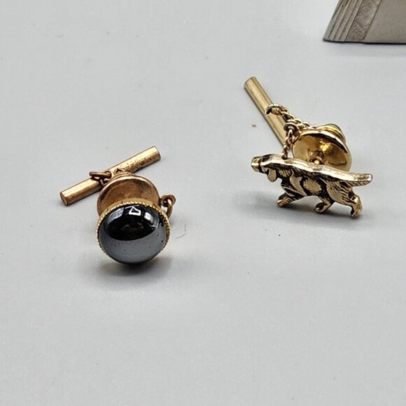 Assorted Cufflinks Chain Fob Tie Clip Lot Mens Accessories Dog Red Stone Blue - Picture 12 of 12